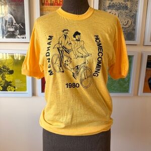 Vintage 80s Yellow Event Tee: “Mendham Homecoming 1980”